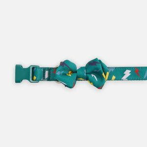 Top Paw Lightning Bolt Bow Dog‎ Collar Size Large Green Adjustable D Ring